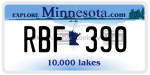 RBF390 license plate in Minnesota