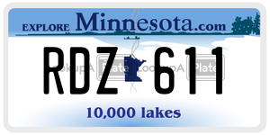 RDZ611 license plate in Minnesota