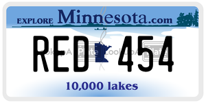 RED454  license plate in MN