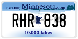 RHR838 license plate in Minnesota
