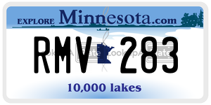 RMV283 license plate in Minnesota