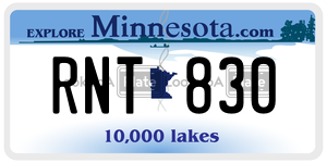 RNT830 license plate in Minnesota