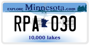 RPA030 license plate in Minnesota