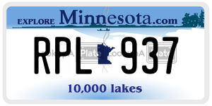 RPL937 license plate in Minnesota