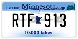RTF913 license plate in Minnesota