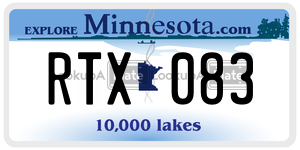 RTX083 license plate in Minnesota