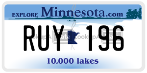 RUY196  license plate in MN