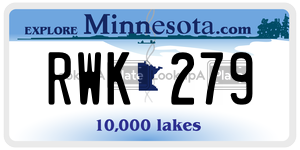 RWK279 license plate in Minnesota