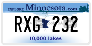 RXG232 license plate in Minnesota