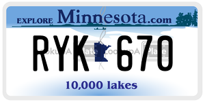 RYK670 license plate in Minnesota