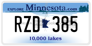 RZD385 license plate in Minnesota