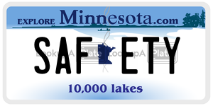 SAFETY license plate in Minnesota