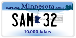 SAM32 license plate in Minnesota