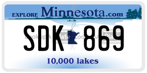 SDK869 license plate in Minnesota
