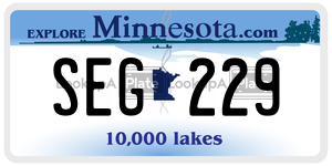 SEG229 license plate in Minnesota