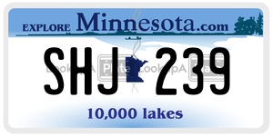 SHJ239 license plate in Minnesota