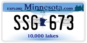 SSG673 license plate in Minnesota