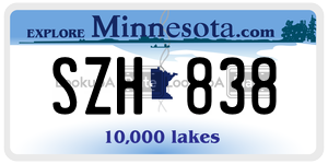 SZH838  license plate in MN