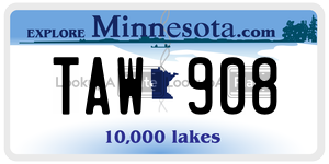 TAW908  license plate in MN