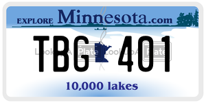 TBG401 license plate in Minnesota