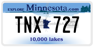 TNX727  license plate in MN