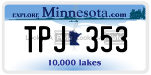 TPJ353  license plate in MN