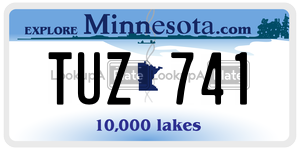TUZ741  license plate in MN