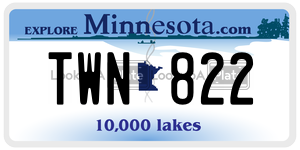 TWN822  license plate in MN