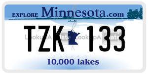 TZK133  license plate in MN
