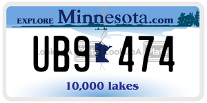 UB9474  license plate in MN