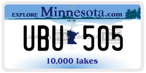 UBU505  license plate in MN