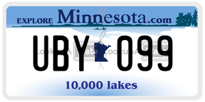 UBY099  license plate in MN