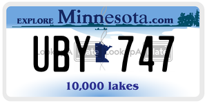 UBY747  license plate in MN