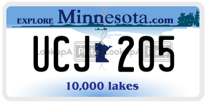 UCJ205  license plate in MN