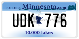UDK776  license plate in MN