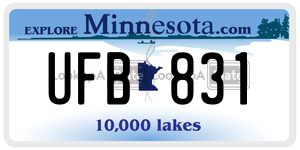 UFB831  license plate in MN