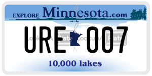 URE007  license plate in MN