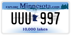 UUU997  license plate in MN