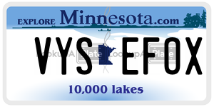 VYSEFOX license plate in Minnesota