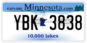 YBK3838  license plate in MN