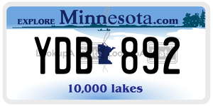 YDB892 license plate in Minnesota