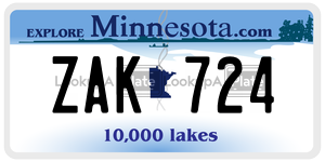 ZAK724  license plate in MN