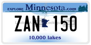 ZAN150 license plate in Minnesota