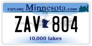 ZAV804  license plate in MN