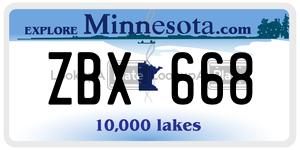 ZBX668  license plate in MN