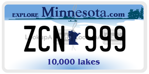 ZCN999  license plate in MN