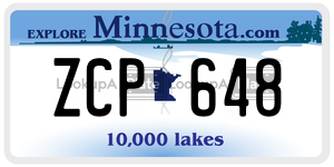 ZCP648 license plate in Minnesota