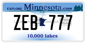ZEB777 license plate in Minnesota