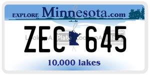 ZEC645 license plate in Minnesota