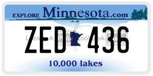 ZED436  license plate in MN